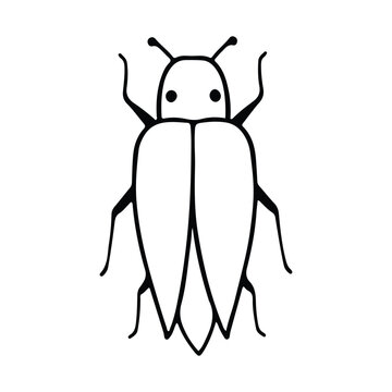 Hand-Drawn Insect Doodle Illustration. Insect or Bug Cartoon In Line Style Isolated In White Background. Insect Cartoon for Coloring Book