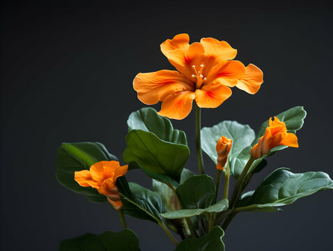 crossandra flower in studio background, single crossandra flower, Beautiful flower, ai generated image