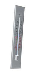 Modern grey weather thermometer on white background