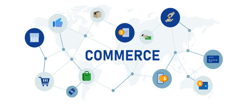 commerce store business shopping supermarket customer buy product payment with cash or digital money