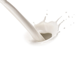 Pouring tasty fresh milk, closeup. Dairy product