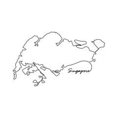 One continuous line drawing of country Map for Singapore vector illustration. Country map illustration simple linear style vector concept. Country territorial area and suitable for your asset design.