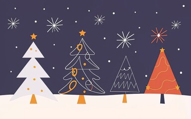 Christmas trees in modern minimalist geometric style with Generative AI.