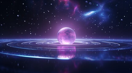 3D Render Holographic Planet in a Futuristic, Holographic Planet, Futuristic Space, Sci Fi