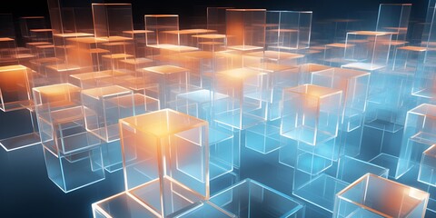 Obraz premium 3D Render Maze of Interconnected Transparent, Transparent Maze, Abstract, Complexity