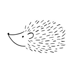 Cartoon doodle cute hedgehog - isolated vector illustration. Hand-drawn adorable hedgehog on his back. Spiny mammal. Forest animals. Vector illustration for children. © dapiyupi