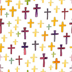 Fototapeta premium background with cross seamless pattern watercolor