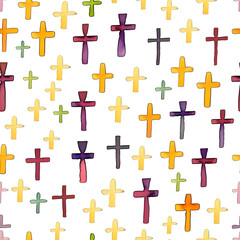 background with cross seamless pattern watercolor