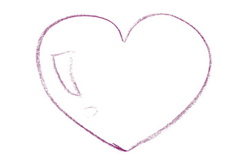 Pencil drawing dark purple heart isolated on transparent background.