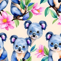 Keuken spatwand met foto koala bear watercolor pattern © Abby