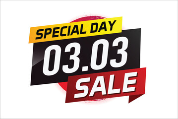 3.3 Special day sale word concept vector illustration with ribbon and 3d style for use landing page, template, ui, web, mobile app, poster, banner, flyer, background, gift card, coupon

