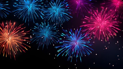 Naklejka premium 3D Render Fireworks in Style, Celebration, Fireworks, New Year