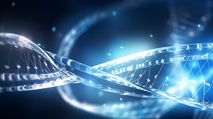 3D Render Futuristic DNA Helix in a High Tech Environment, Science, DNA, Futuristic