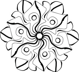 hexagon black and white hand drawing flower vector illustration