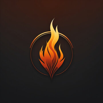 High quality fire emoticon isolated on dark background. AI generative image.