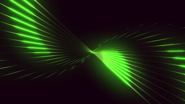 Futuristic green swirls on black background create a captivating pattern of moving lines of light, evoking a sense of technological advancement and innovation