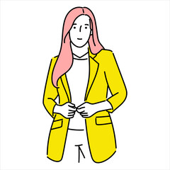 Business woman, businessperson or female employee staff people cartoon. Company professional minimalist illustration vector