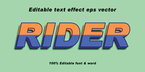 Rider gradiant color  Editable 3d Text effect 3d style eps vactor