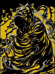 Fototapeta premium black and yellow of evil monster cartoon background