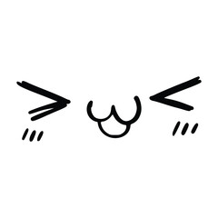 Fototapeta premium Kawaii's cute face. Manga-style eyes and mouth. Funny cartoon Japanese emoticon in different expressions, mega Big Set. Expression anime character and emoticon face illustration. Background. Print.