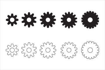 Collection gear line icon set. Icon flat style for stock vector. Symbol gear for logo, web, app, busines illustration.