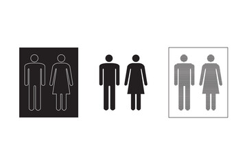 Collection human couple  icon set. Icon flat style for stock vector. Sign wc woman and man for logo, rest room, toilet management, direction, illustration.