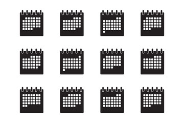 Collection calendar 2024 icon set. Icon flat style for stock vector. Sign years for logo, stationary, management, direction, illustration.