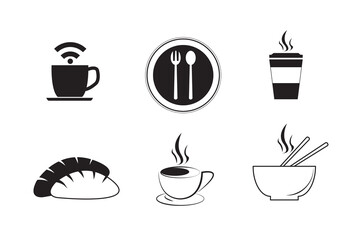 Collection cafe icon set. Icon flat style for stock vector. Sign coffee shop religion for logo, menu, restaurant, management, direction, illustration. Set 2