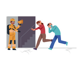 earthquake people and evacuation route