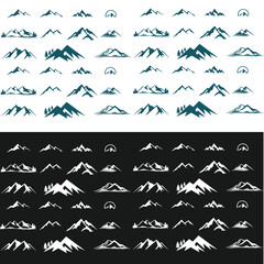 mountain silhouette , set of blue rocky mountain silhouette. bundle vector.