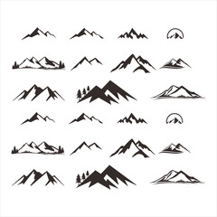 Set of mountains. Logo. Mountain icons set on a white background - obrazy, fototapety, plakaty