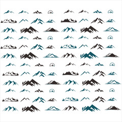 mountain silhouette , set of blue rocky mountain silhouette. bundle vector.