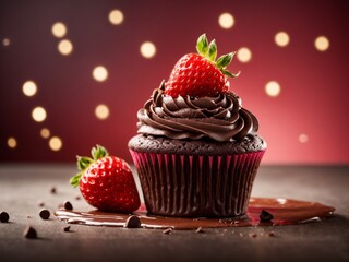 Delicious cupcake in cinematic and studio lighting background, The aroma, blend of sweet vanilla, tangy buttermilk