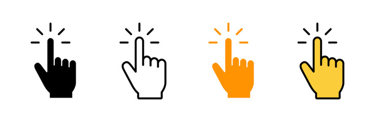 Hand cursor icon set vector. cursor sign and symbol. hand cursor icon clik