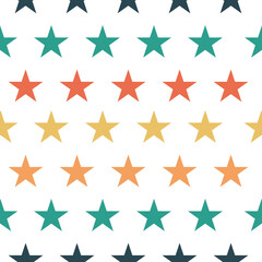 Seamless Scattered Stars Pattern in Retro Colors