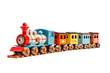 Colorful Vintage Toy Train Set Isolated | Isolated on Transparent & White Background | PNG File with Transparency