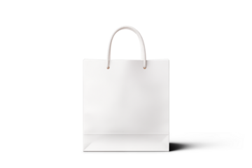 Simple Elegant White Shopping Bag mockup | Isolated on Transparent & White Background | PNG File with Transparency