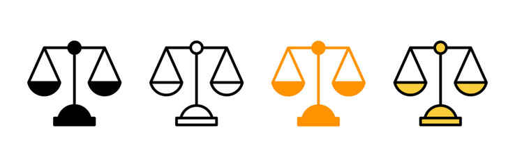 Scales icon set vector. Law scale icon. Justice sign and symbol - obrazy, fototapety, plakaty