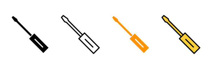 Screwdriver icon set vector. tools sign and symbol