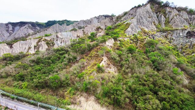 Liji Badland Geopark alongside with Beinan creek at taitung, taiwan