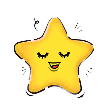 mbe emoticon bintang kuning sedang bernyanyi bahagia. clipart cartoon