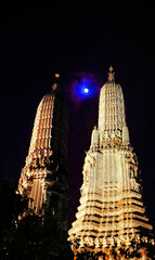 Golden pagodas in the night