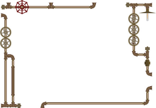Steampunk plumbing frame Copper material with gradation
