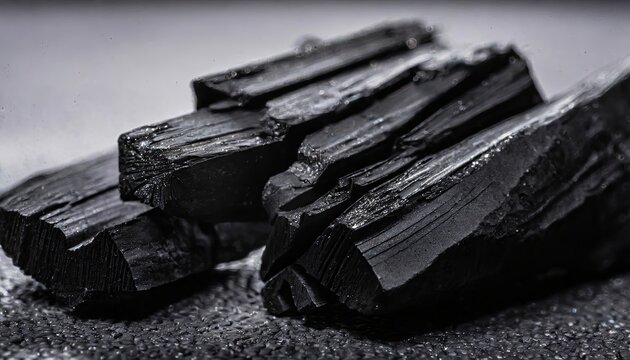 The close up of the black charcoal texture.