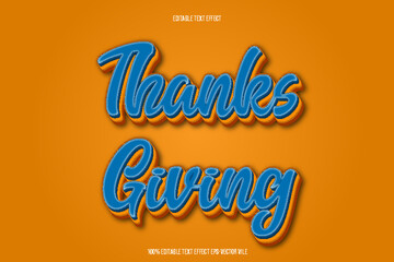 Fototapeta premium Thanks Giving Editable Text Effect 3D Emboss Gradient Style