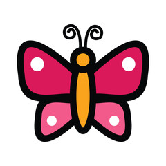 Obraz premium butterfly insect icon vector illustration design graphic flat style pink color. Design for girls. Insect animal design elements