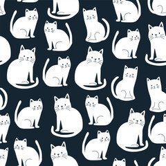 Seamless Repeat Pattern Vector Cats Cute Kids Sweet Modern