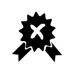Rosette Stamp Icon Vector Design Template with checklist marks. Editable strokes.