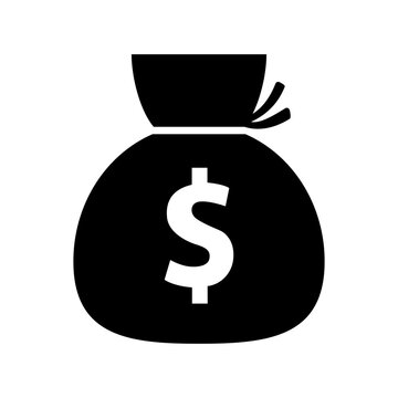 Money. Payment systems. The money bag sign is isolated against a blank background. Flat design style. The concept of business and savings.