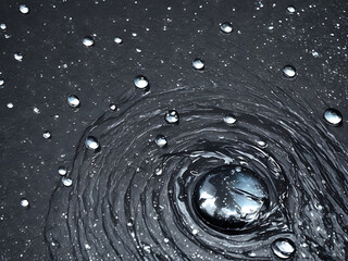 Blur Defocus Image of Water hit wall ground, explode into drop droplet. Amount Water attack impact and fluttering in air explosion. Stop motion freeze shot. Splash Water for texture elements